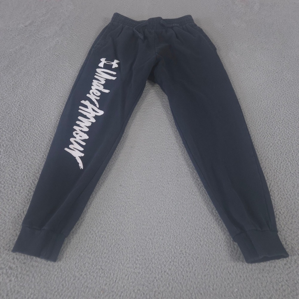Under Armour Sweatpants Mens Medium Black Rival Fleece Graphic Joggers Tapered